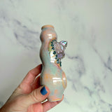 Aura Spirit Quartz Pipe, Pink Dots Crystal Porcelain Ceramic