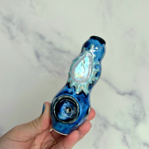 Moonstone Pipe Blue Slime Porcelain Ceramic Smoking Pipe