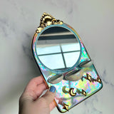 Arch Mirror Jewelry Wall Hanging Necklace Display with Ring Dishes