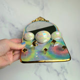 Arch Mirror Jewelry Wall Hanging Necklace Display with Ring Dishes