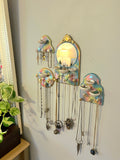 Arch Mirror Jewelry Wall Hanging Necklace Display with Ring Dishes