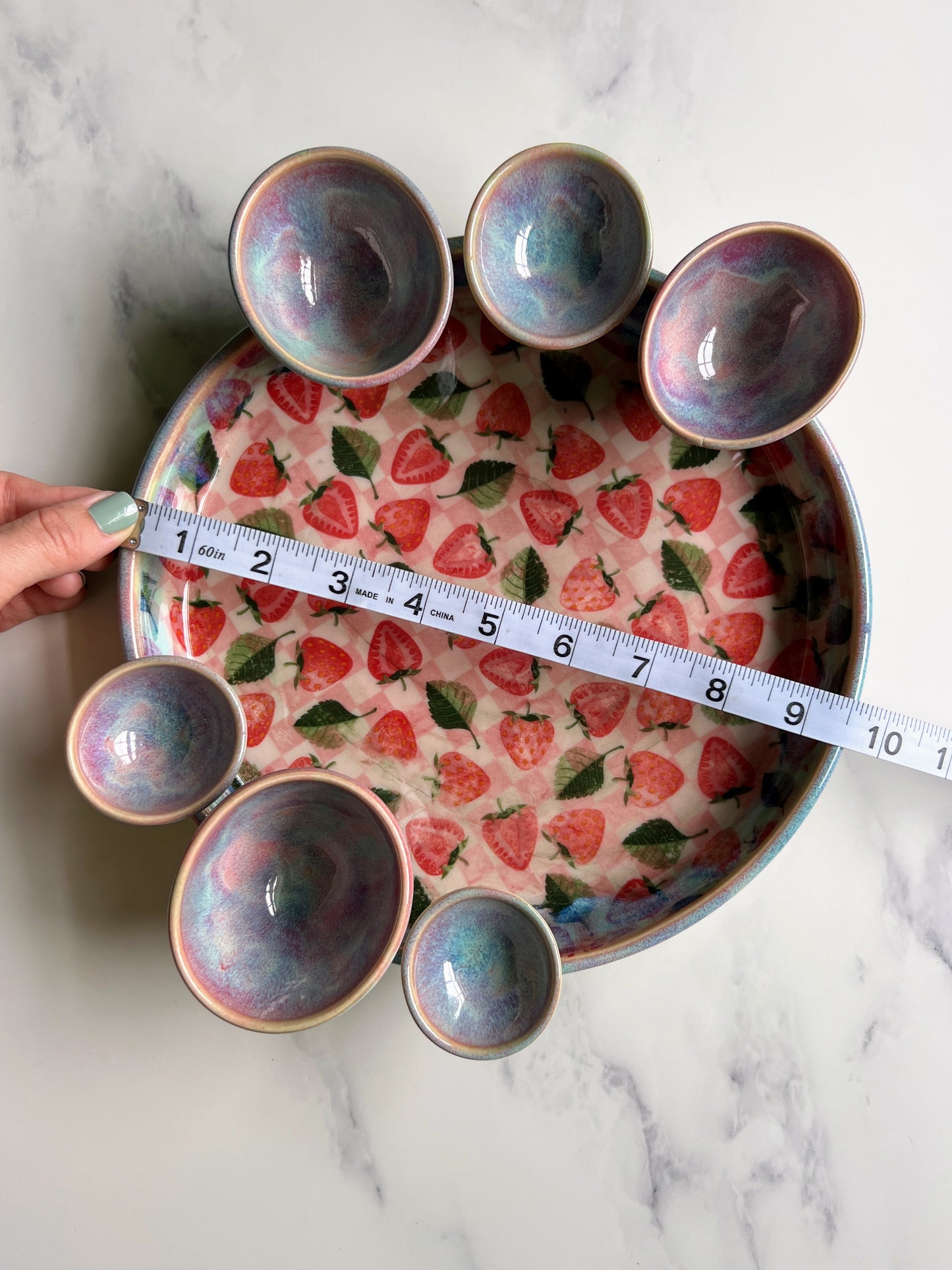 IMPERFECT XL Strawberry Infinity Tray  Pottery Jewelry Dish Serving Platter