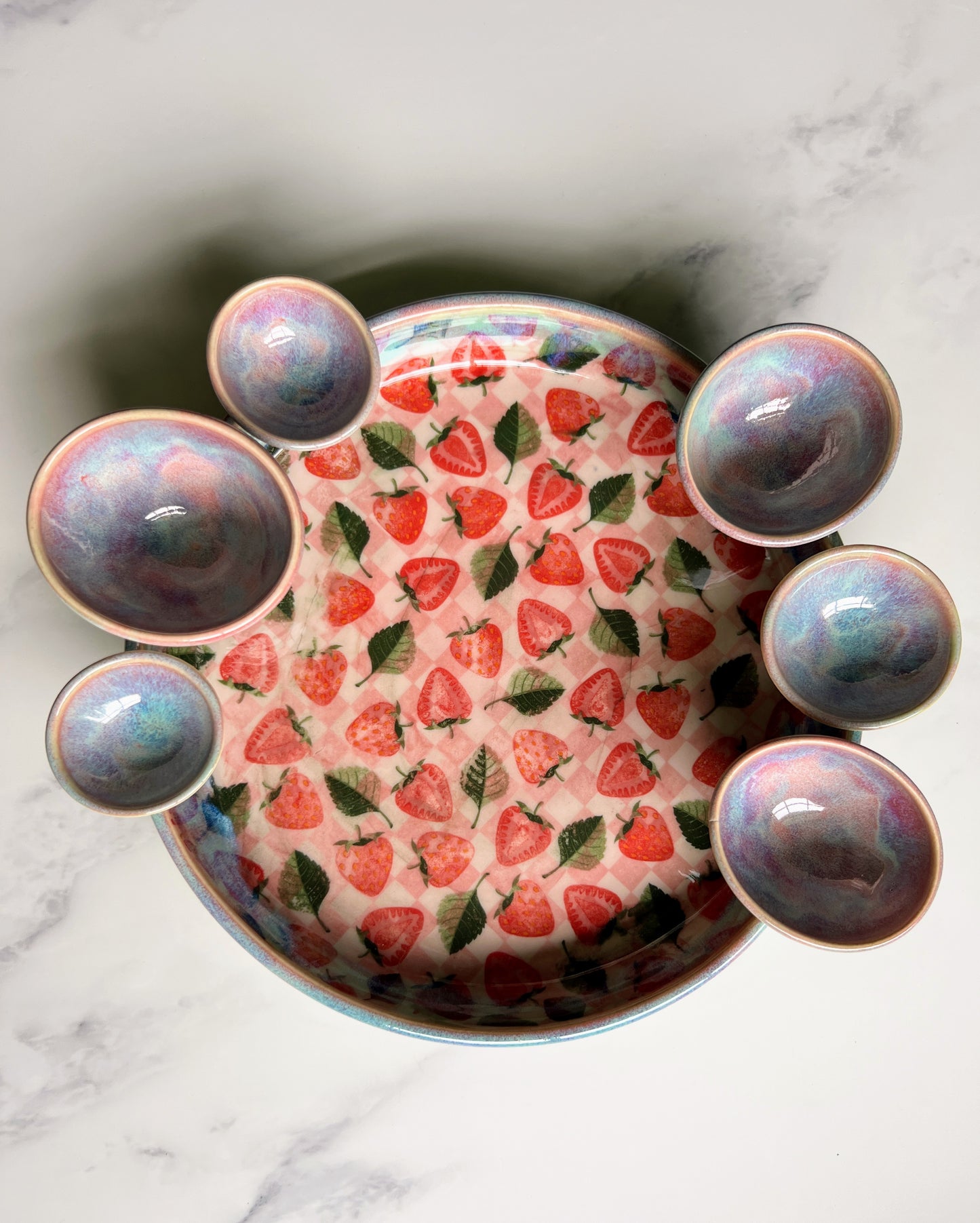 IMPERFECT XL Strawberry Infinity Tray  Pottery Jewelry Dish Serving Platter