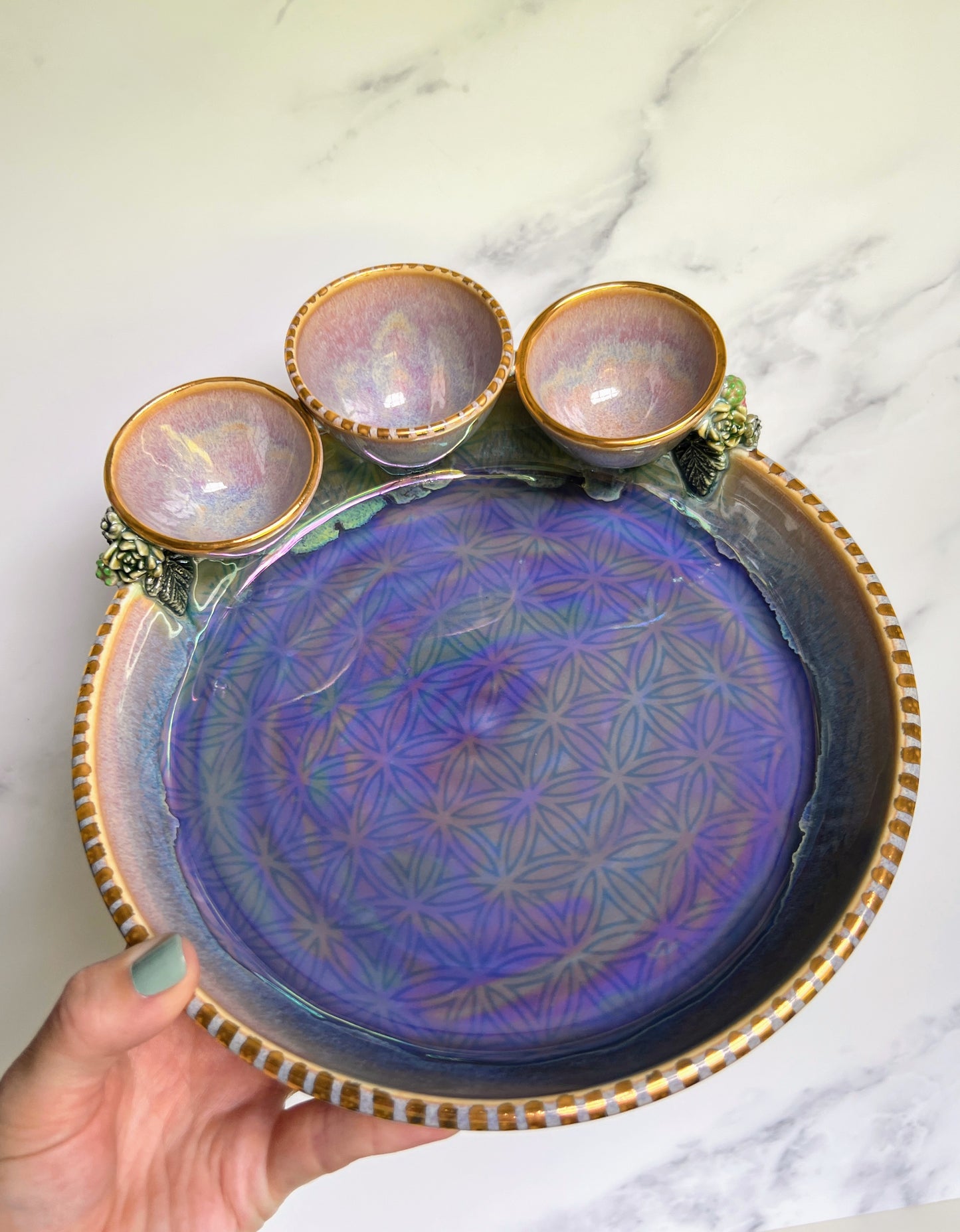 Seed of Life Infinity Tray, Succulent Altar Tray Witchy Jewelry Dish Platter