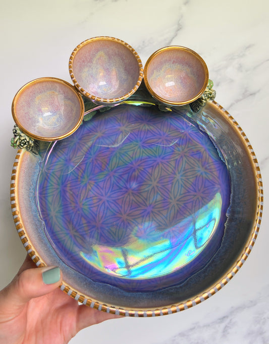 Seed of Life Infinity Tray, Succulent Altar Tray Witchy Jewelry Dish Platter