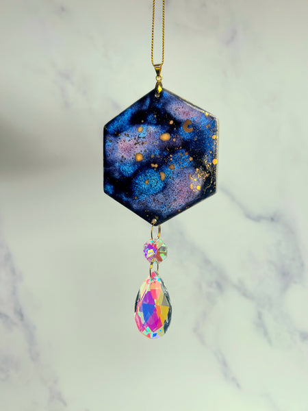 Galaxy Suncatcher Gold Stars Ornament Prisms B