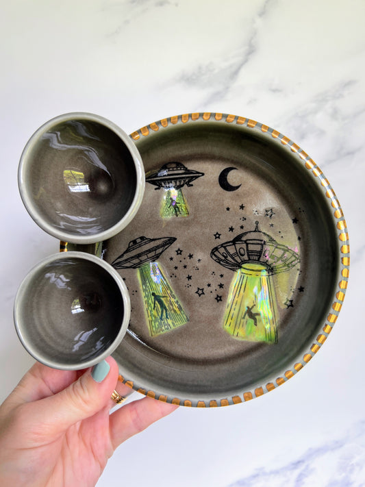 UFO Infinity Tray, Alien Altar Tray Witchy Jewelry Dish Platter