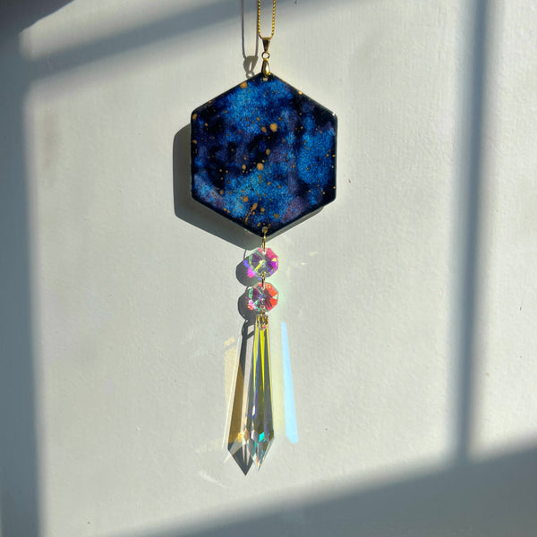 Galaxy Suncatcher Gold Stars Ornament Prisms C