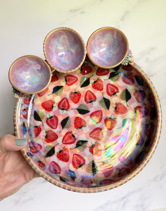 IMPERFECTStrawberry Infinity Tray, Succulent Altar Tray Witchy Jewelry Dish Platter