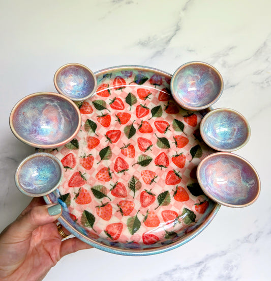 IMPERFECT XL Strawberry Infinity Tray  Pottery Jewelry Dish Serving Platter