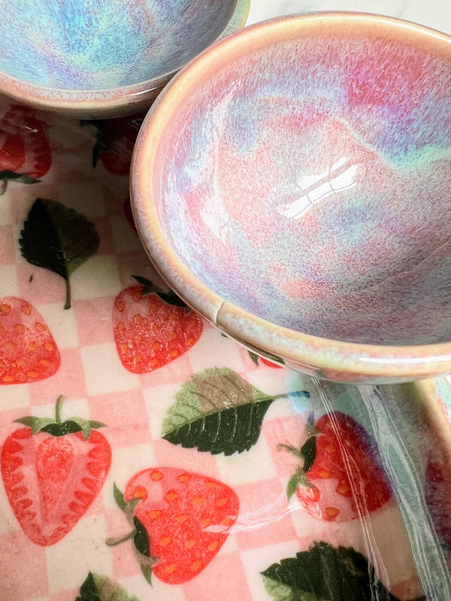 IMPERFECT XL Strawberry Infinity Tray  Pottery Jewelry Dish Serving Platter