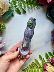 Skull Labradorite Pipe, Skeleton Mermaid Porcelain Smoking Pipe Clay Pipe