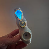 Amethyst Crystal Pipe Gold Moon Porcelain Piece