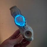 Aura Spirit Quartz Pipe, Pink Dots Crystal Porcelain Ceramic