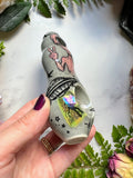 Labradorite Pipe, Pink Alien UFO Porcelain Smoking Pipe Clay Pipe