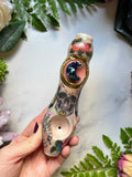 Cobalt Moon Pipe Butterfly Skull and Roses Ceramic Porcelain Smoking Pipe Clay Pipe