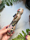 Cobalt Moon Pipe Butterfly Skull and Roses Ceramic Porcelain Smoking Pipe Clay Pipe