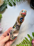 Cobalt Moon Pipe Butterfly Skull and Roses Ceramic Porcelain Smoking Pipe Clay Pipe