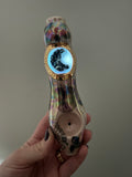Cobalt Moon Pipe Butterfly Skull and Roses Ceramic Porcelain Smoking Pipe Clay Pipe