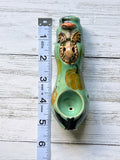 Cat Skull Pipe with Pumpkins and Mushrooom Spooky Porcelain Ceramic Smoking Pipe