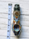 Smokey Quartz Pipe, Mushrooms and Deer Skull Porcelain Pipe, Glass Smoking Pipe, Ceramic Pipe, Crystal Pipe