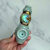 Abalone Moon Pipe with Gold