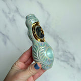 Abalone Moon Pipe with Gold