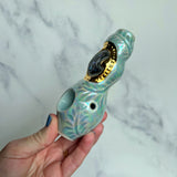 Abalone Moon Pipe with Gold