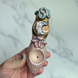 Abalone Pipe with Snake and Mushroom
