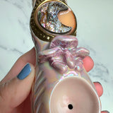 Abalone Pipe with Snake and Mushroom