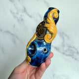 Ammonite Fossil Pipe Gold Filigree