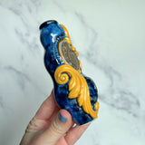 Ammonite Fossil Pipe Gold Filigree