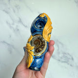 Ammonite Fossil Pipe Gold Filigree