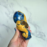 Ammonite Fossil Pipe Gold Filigree