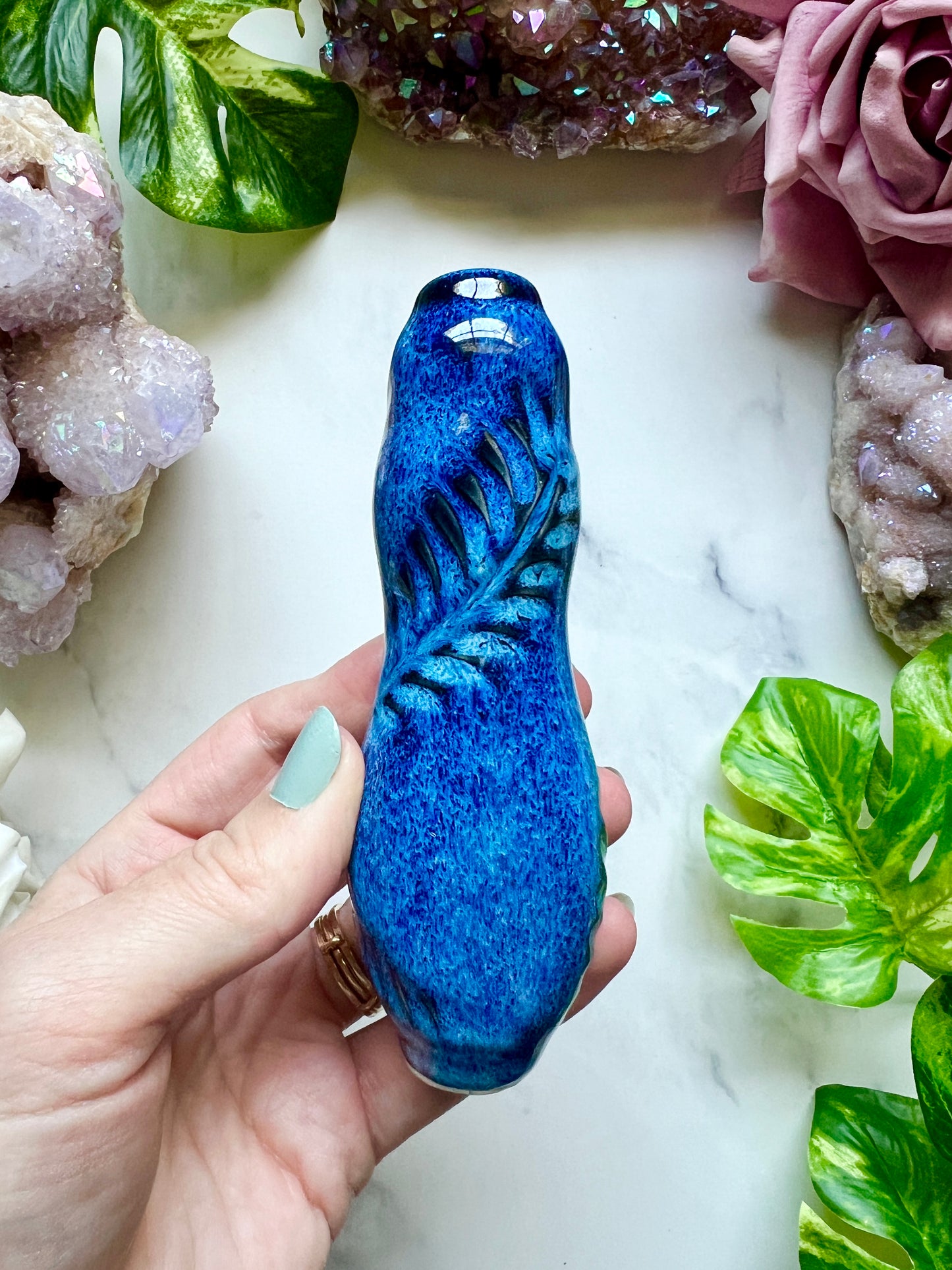 Aura Spirit Quartz Pipe with Octopus Crystal Porcelain Ceramic Smoking Pipe