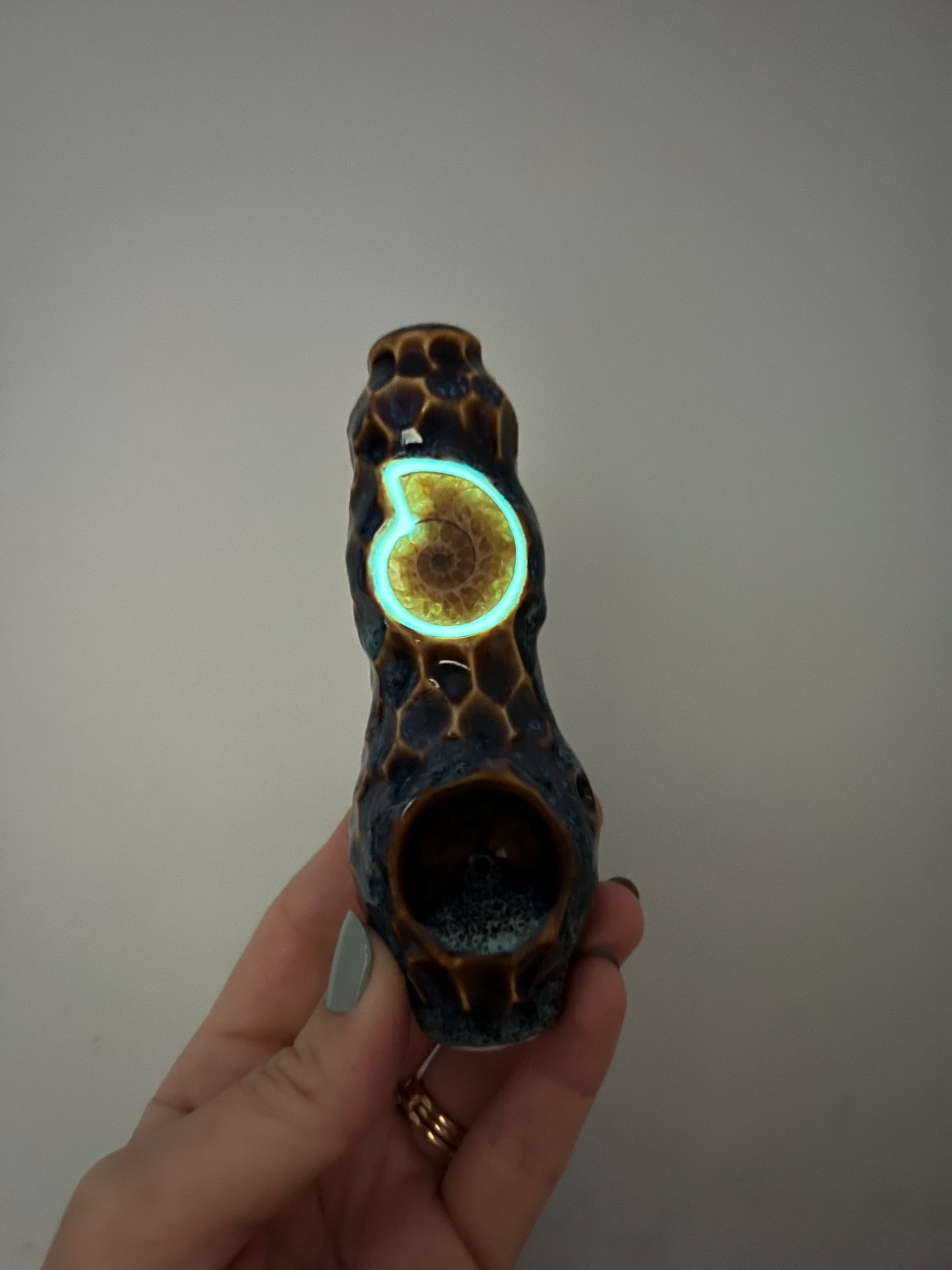 Ammonite Fossil Pipe Carved Smoking Pipe, Glass Pipe