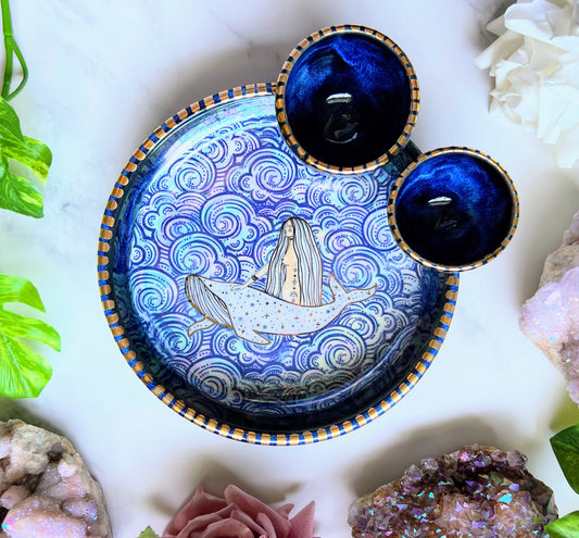 Whale Goddess Infinity Tray, Altar Tray Witchy Jewelry Dish Platter