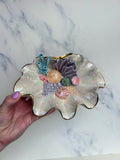 Clam Shell Bowl Coral Reef Pearl Sculpture