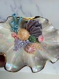 Clam Shell Bowl Coral Reef Pearl Sculpture