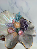 Clam Shell Bowl Coral Reef Pearl Sculpture