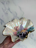 Clam Shell Bowl Coral Reef Pearl Sculpture
