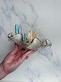 Sea Turtle Clam Shell Wall Hanging - Coral Reef Sculpture Jewelry Display