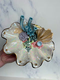Sea Turtle Clam Shell Wall Hanging - Coral Reef Sculpture Jewelry Display