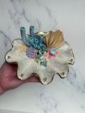 Sea Turtle Clam Shell Wall Hanging - Coral Reef Sculpture Jewelry Display