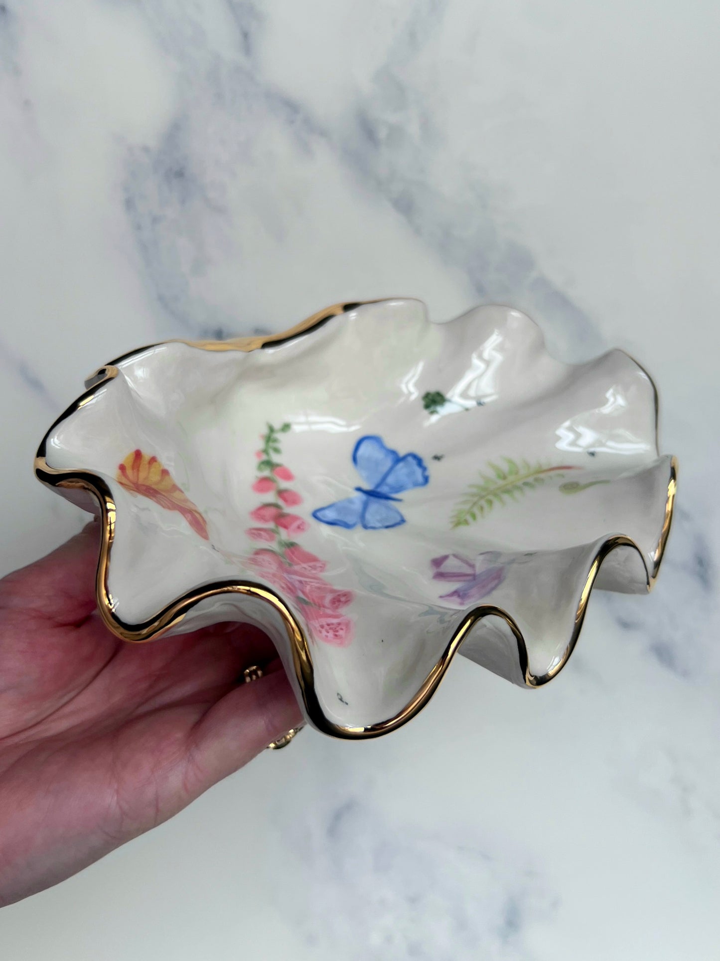 Botanical Illustration Shell Bowl - Vintage Style Cabinet of Curiosities