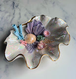 Clam Shell Bowl Coral Reef Pearl Sculpture