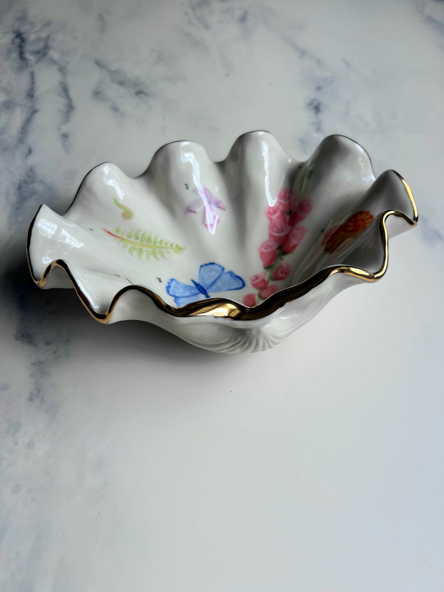 Botanical Illustration Shell Bowl - Vintage Style Cabinet of Curiosities