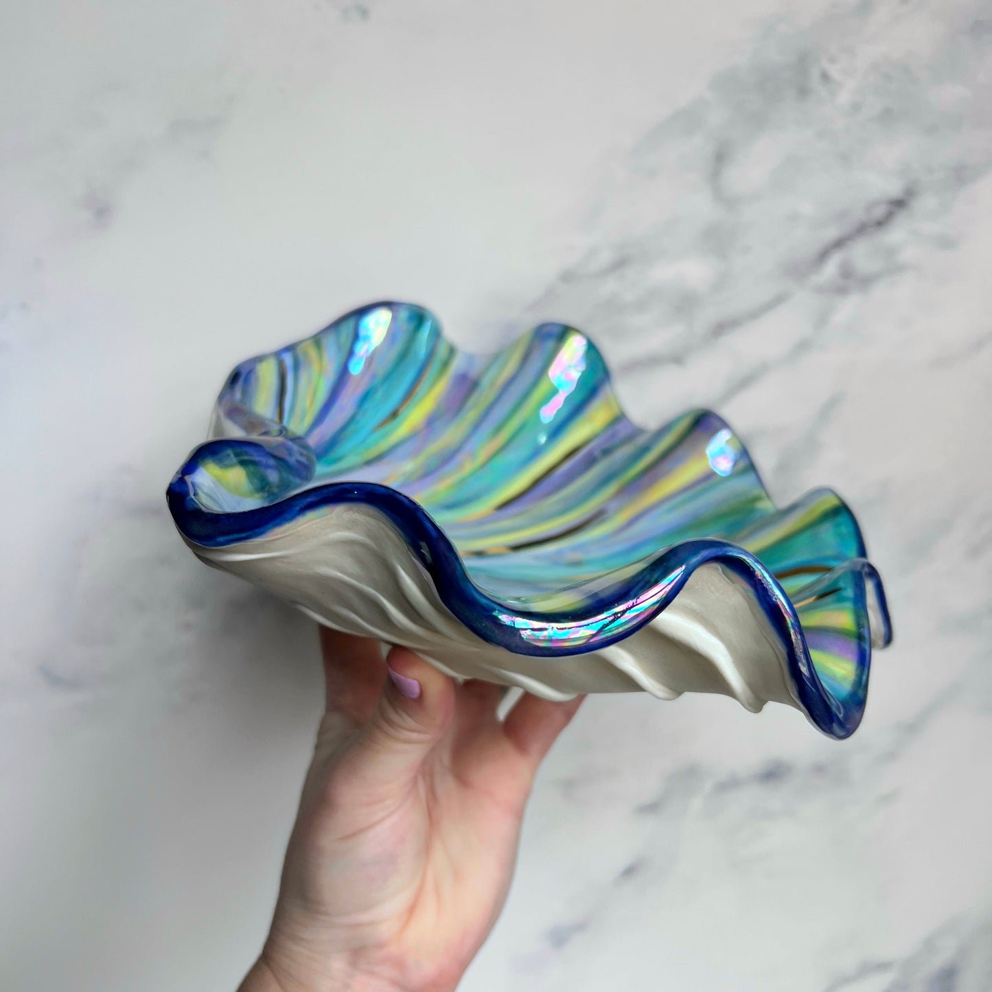 Blue Purple Clam Shell Bowl