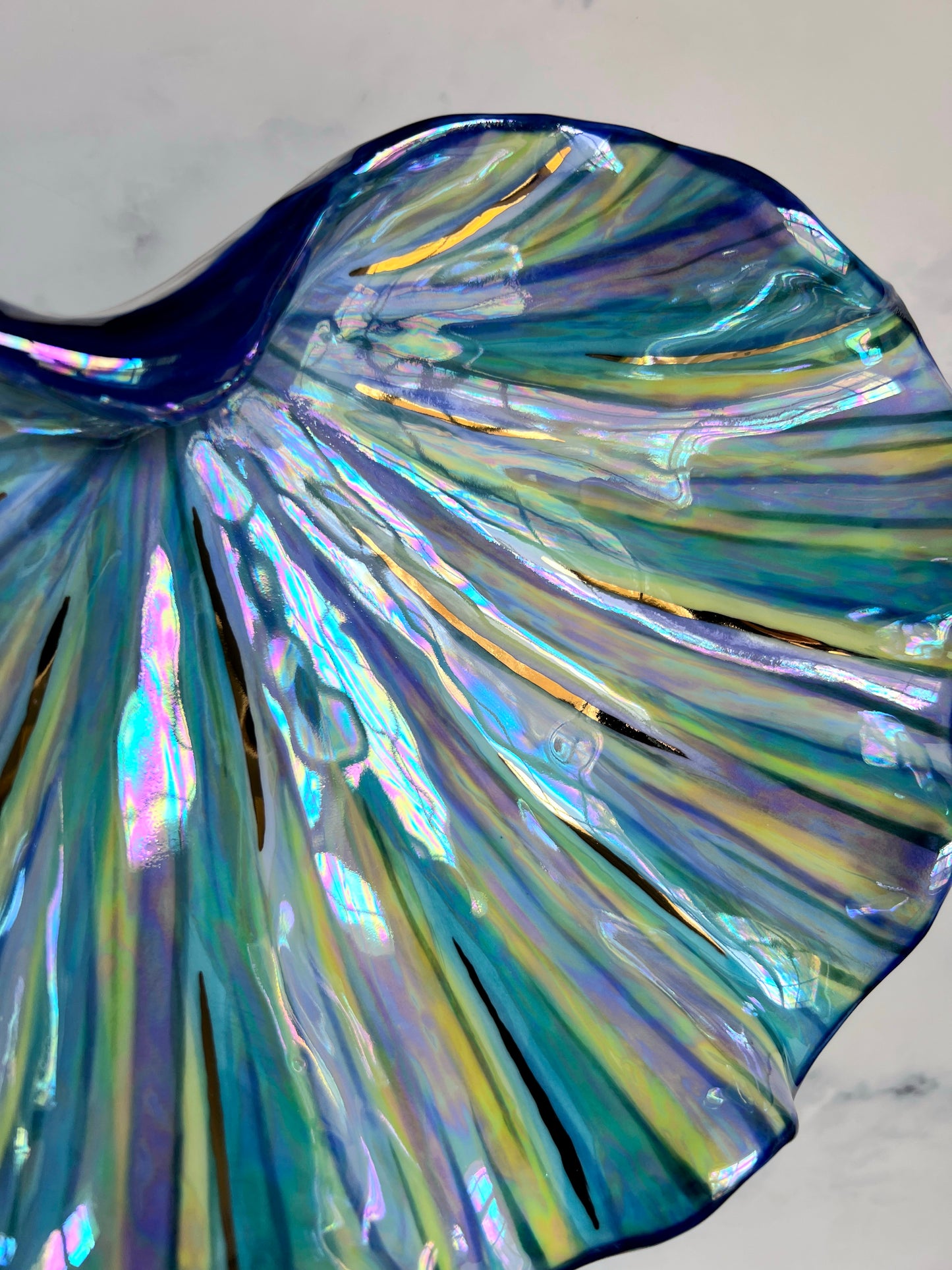 Blue Purple Clam Shell Bowl
