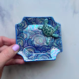 Sea Turtle Dish - Cloud Iridescent Ring Jewelry Tray - Square
